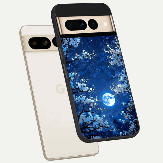  Blossom Moonlight Sky phone case For Google Pixel 7 Pro showing premium glass back cover with detailed artwork