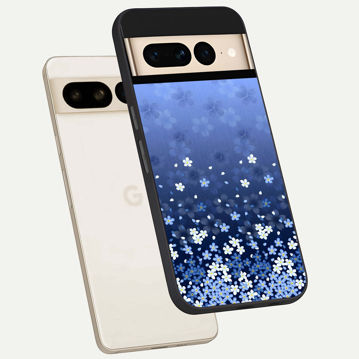  Blue Starry phone case For Google Pixel 7 Pro showing premium glass back cover with detailed artwork