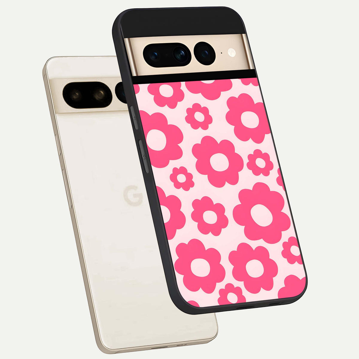  Blush Flower Pop phone case For Google Pixel 7 Pro showing premium glass back cover with detailed artwork