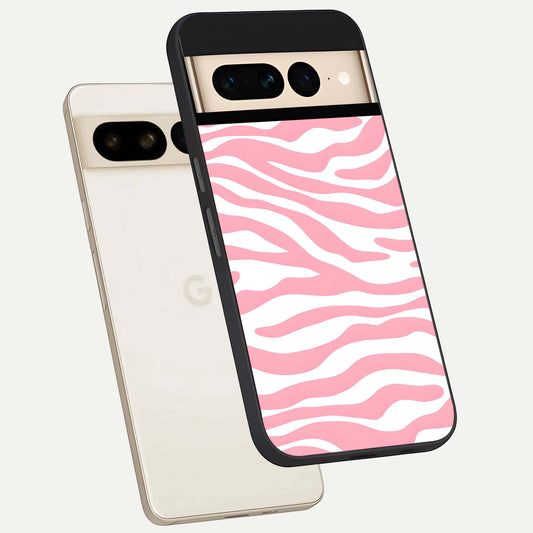  Blush Zebra Flow phone case For Google Pixel 7 Pro showing premium glass back cover with detailed artwork