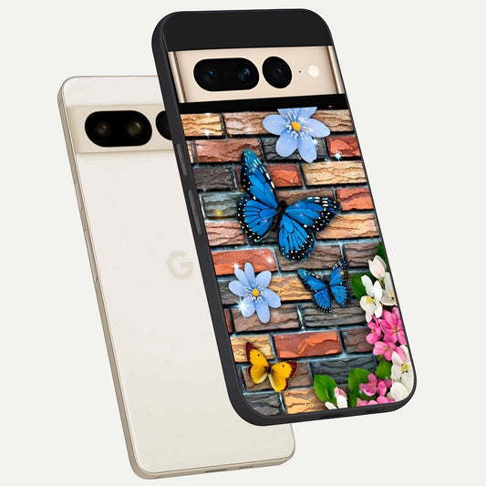  Brick Bloom Flight phone case For Google Pixel 7 Pro showing premium glass back cover with detailed artwork