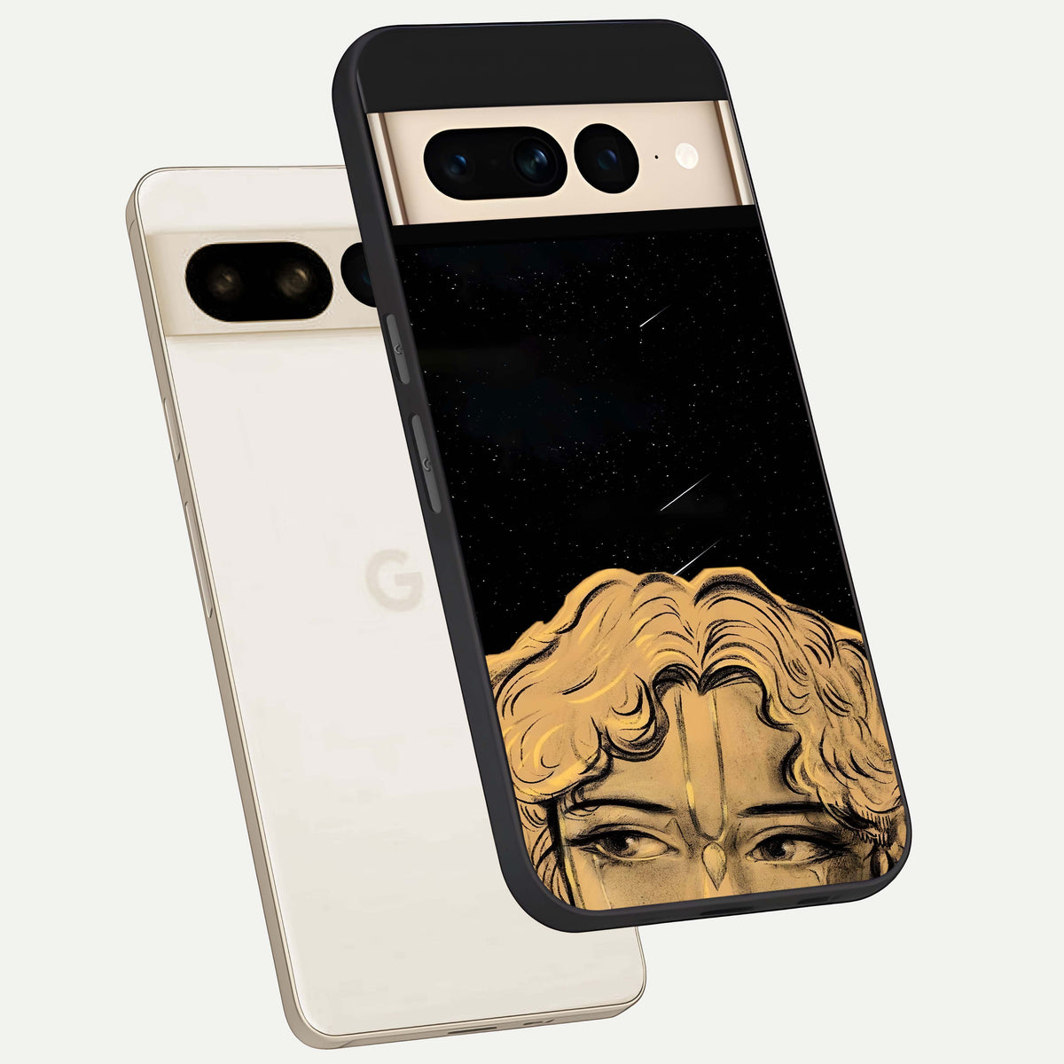  Celestial Gods Plan phone case For Google Pixel 7 Pro showing premium glass back cover with detailed artwork