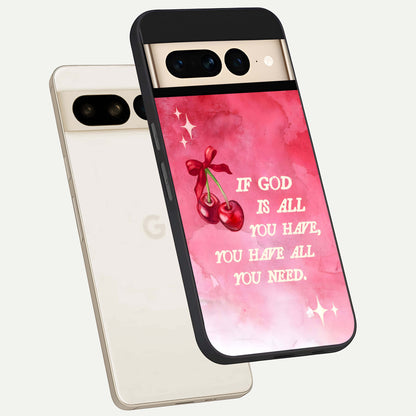  Cherry Quote phone case For Google Pixel 7 Pro showing premium glass back cover with detailed artwork