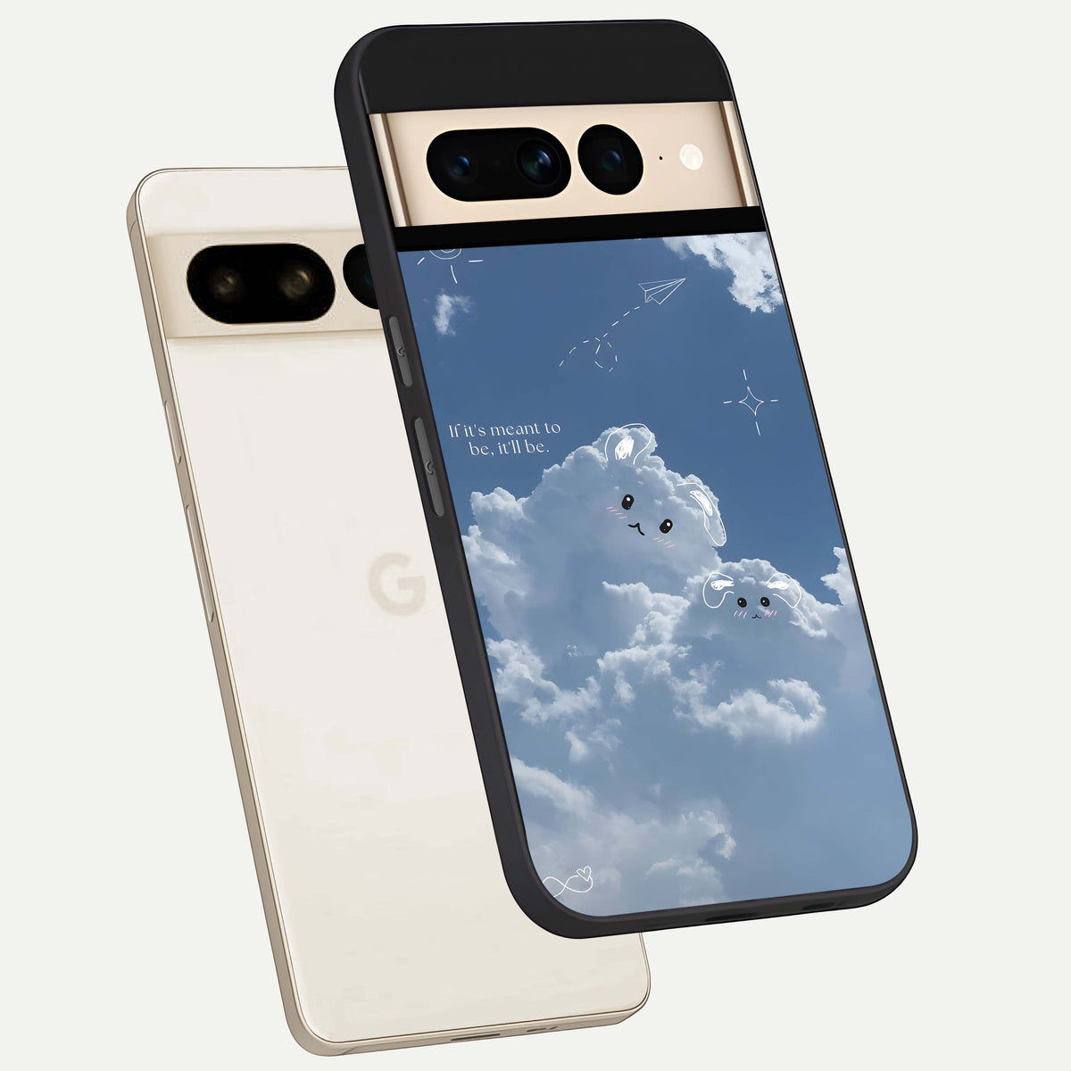  Cloud Bunny Dreams phone case For Google Pixel 7 Pro showing premium glass back cover with detailed artwork