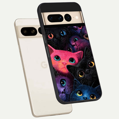  Cosmic Cats Dreams phone case For Google Pixel 7 Pro showing premium glass back cover with detailed artwork