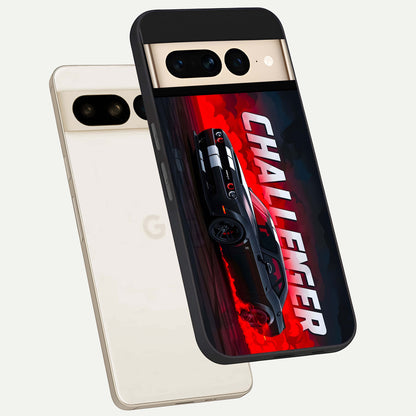  Crimson Challenger Fury phone case For Google Pixel 7 Pro showing premium glass back cover with detailed artwork