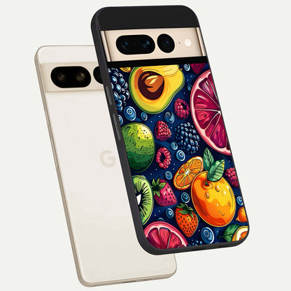  Cute Fruits Art phone case For Google Pixel 7 Pro showing premium glass back cover with detailed artwork
