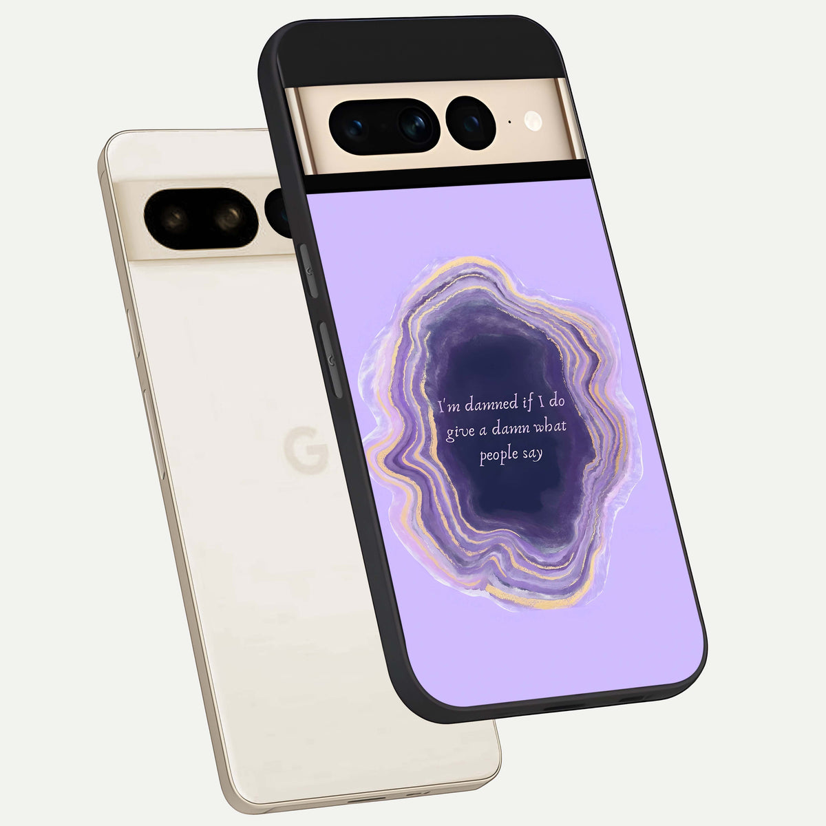  Damned People Quote phone case For Google Pixel 7 Pro showing premium glass back cover with detailed artwork