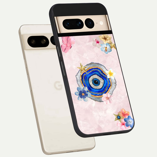  Divine Aura Bloom phone case For Google Pixel 7 Pro showing premium glass back cover with detailed artwork