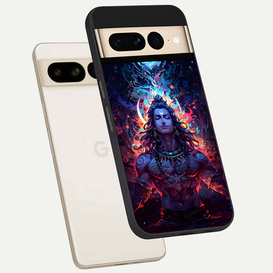  Divine Fire Shiv phone case For Google Pixel 7 Pro showing premium glass back cover with detailed artwork
