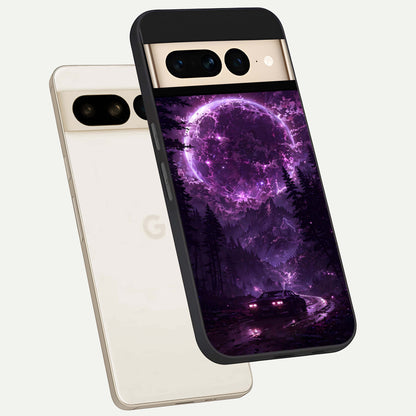  Eternal Cosmic Drive phone case For Google Pixel 7 Pro showing premium glass back cover with detailed artwork