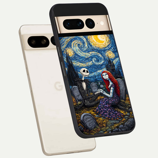  Eternal Night Love phone case For Google Pixel 7 Pro showing premium glass back cover with detailed artwork