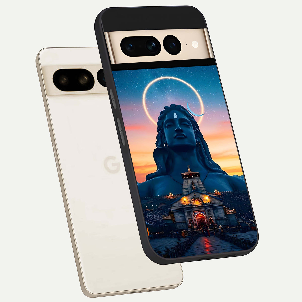  Eternal Shiva Aura phone case For Google Pixel 7 Pro showing premium glass back cover with detailed artwork