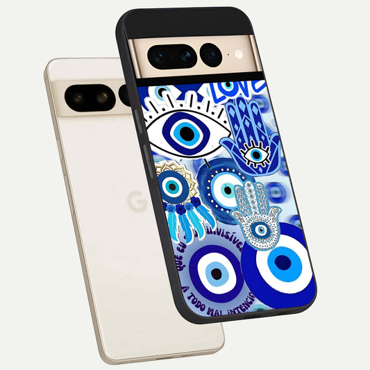  Evil Eyes Dream phone case For Google Pixel 7 Pro showing premium glass back cover with detailed artwork