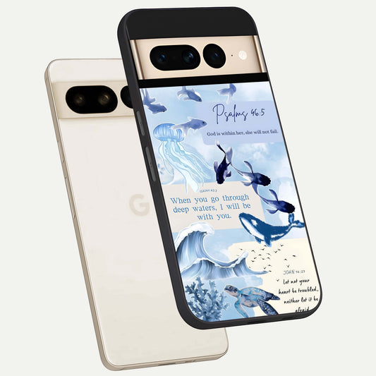  Faithful Ocean Promise phone case For Google Pixel 7 Pro showing premium glass back cover with detailed artwork