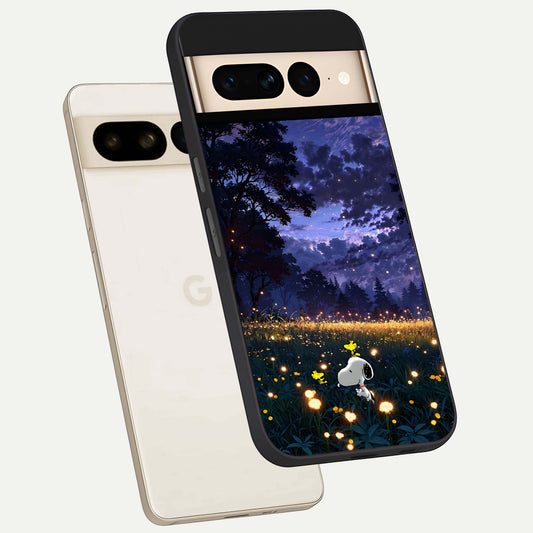  Firefly Meadow Magic phone case For Google Pixel 7 Pro showing premium glass back cover with detailed artwork