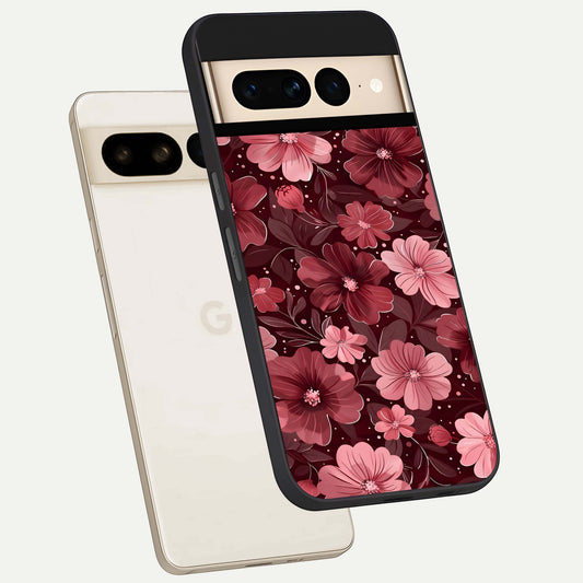  Flower Blush Bloom phone case For Google Pixel 7 Pro showing premium glass back cover with detailed artwork