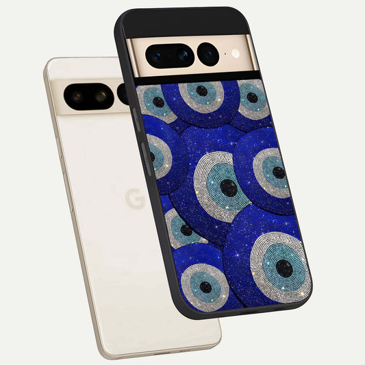  Galaxy Eye Flow phone case For Google Pixel 7 Pro showing premium glass back cover with detailed artwork