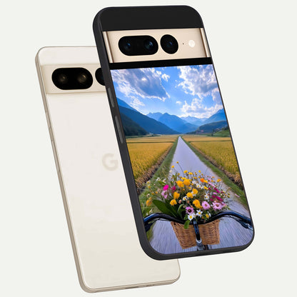  Golden Field Journey phone case For Google Pixel 7 Pro showing premium glass back cover with detailed artwork