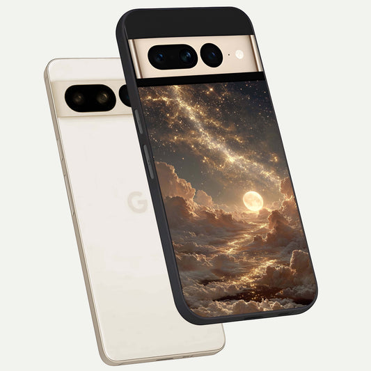  Golden Sky Dream phone case For Google Pixel 7 Pro showing premium glass back cover with detailed artwork