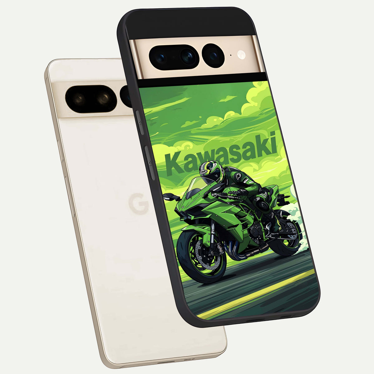  Greenery Sky phone case For Google Pixel 7 Pro showing premium glass back cover with detailed artwork