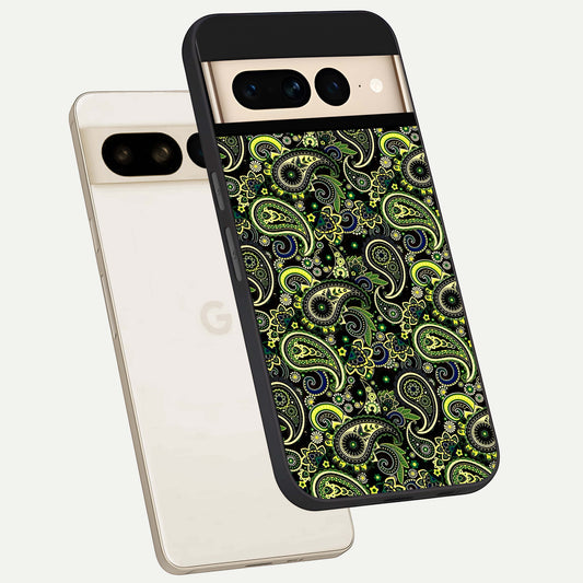 Green Lemon phone case For Google Pixel 7 Pro showing premium glass back cover with detailed artwork