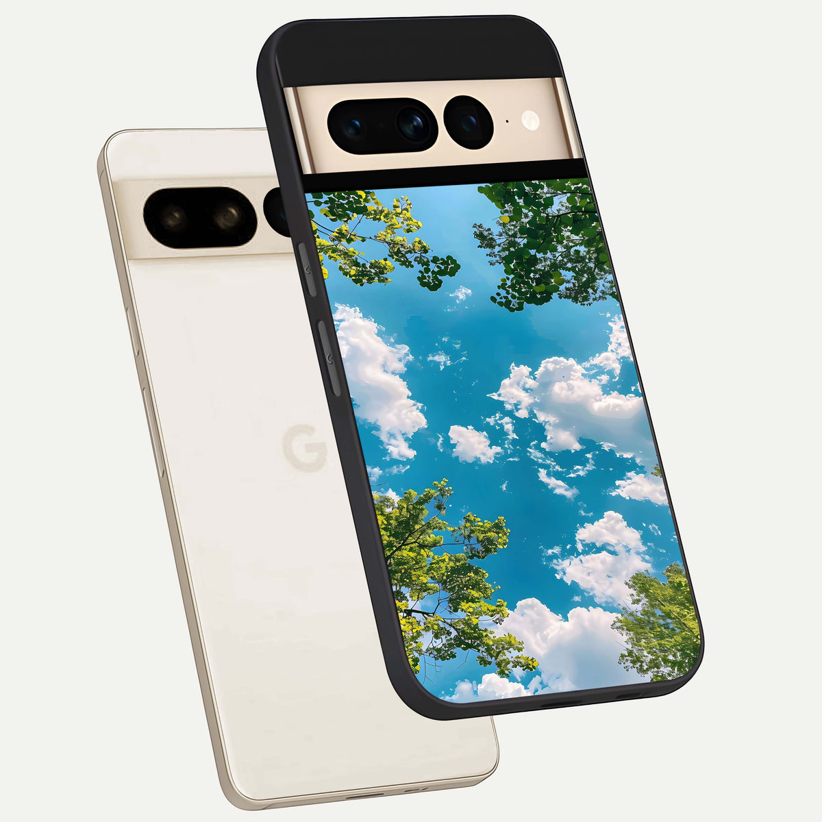  Green Moon Energy phone case For Google Pixel 7 Pro showing premium glass back cover with detailed artwork