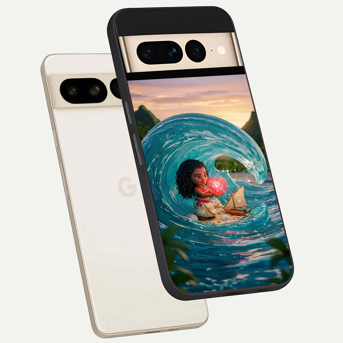  Heart of Ocean phone case For Google Pixel 7 Pro showing premium glass back cover with detailed artwork