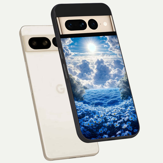  Heavenly Daisy Horizon phone case For Google Pixel 7 Pro showing premium glass back cover with detailed artwork