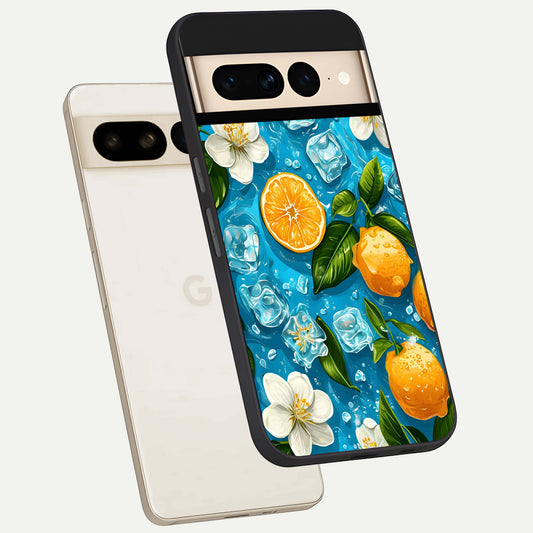  Ice Cube With Orange phone case For Google Pixel 7 Pro showing premium glass back cover with detailed artwork