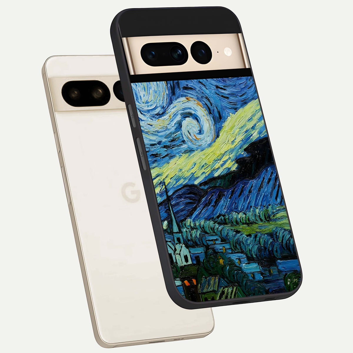  Inspired Van Gogh Art phone case For Google Pixel 7 Pro showing premium glass back cover with detailed artwork