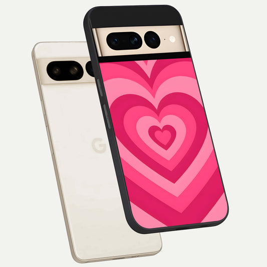  Layered Love Hearts phone case For Google Pixel 7 Pro showing premium glass back cover with detailed artwork