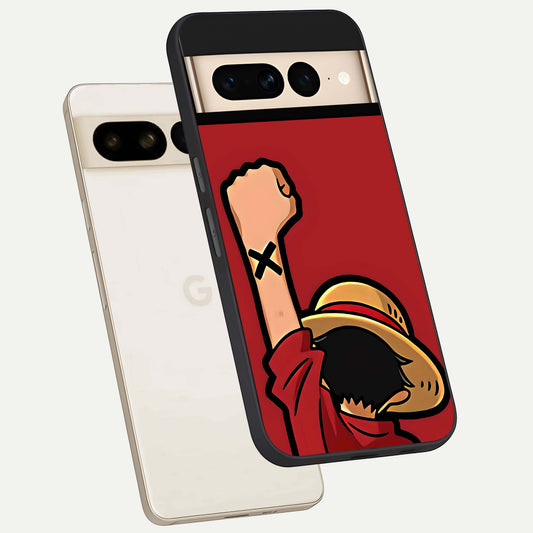  Luffy X Spirit phone case For Google Pixel 7 Pro showing premium glass back cover with detailed artwork