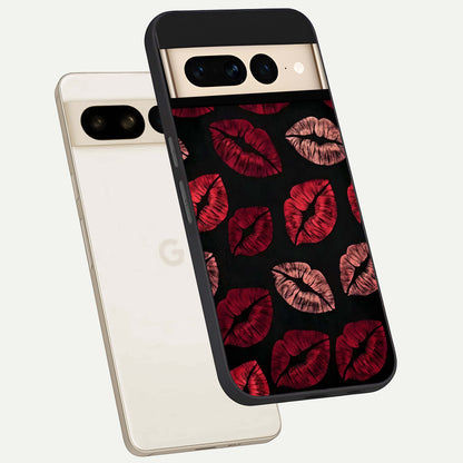  Midnight Kiss Love phone case For Google Pixel 7 Pro showing premium glass back cover with detailed artwork