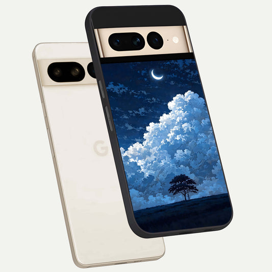  Midnight Sky Serenity phone case For Google Pixel 7 Pro showing premium glass back cover with detailed artwork