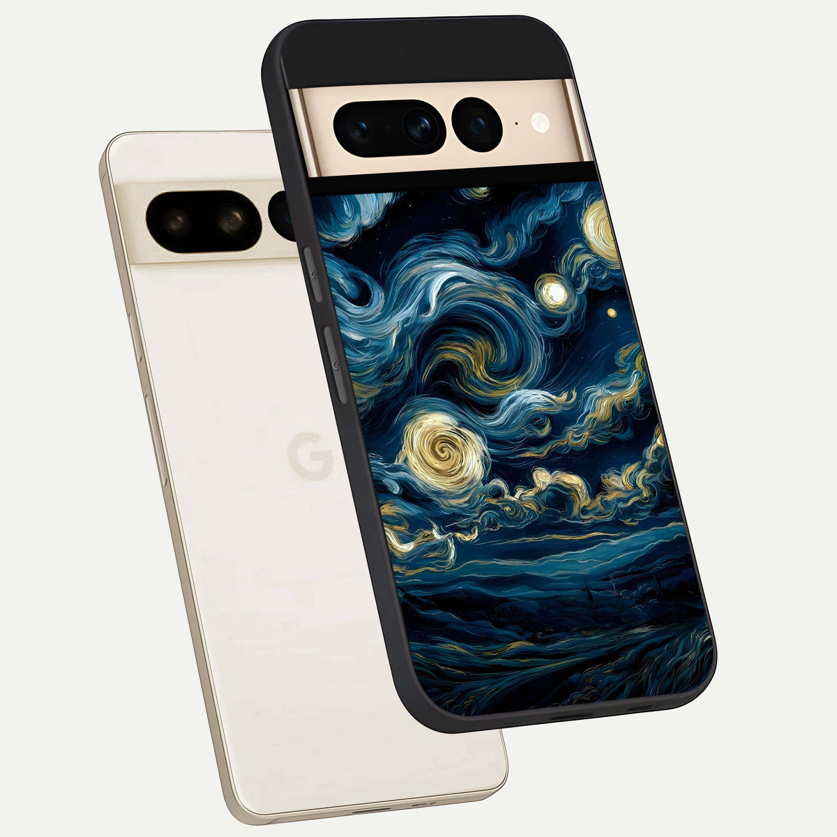  Midnight Sky Whirl phone case For Google Pixel 7 Pro showing premium glass back cover with detailed artwork