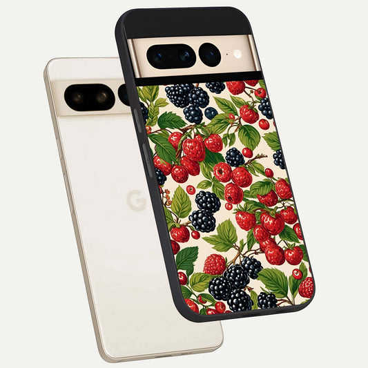  Mixed Berry Collage phone case For Google Pixel 7 Pro showing premium glass back cover with detailed artwork
