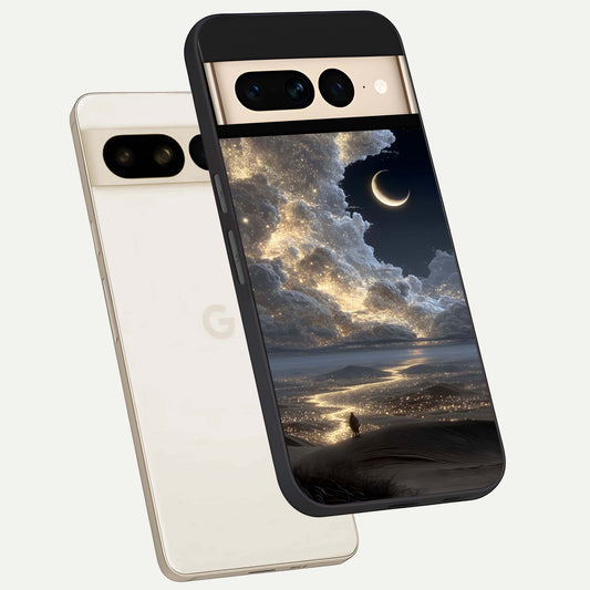  Moonlight Spark Path phone case For Google Pixel 7 Pro showing premium glass back cover with detailed artwork