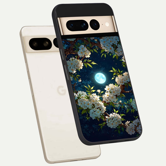  Moonlit Blossom Dream phone case For Google Pixel 7 Pro showing premium glass back cover with detailed artwork