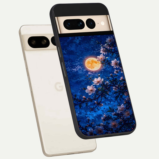  Moonlit Blossoms Night phone case For Google Pixel 7 Pro showing premium glass back cover with detailed artwork