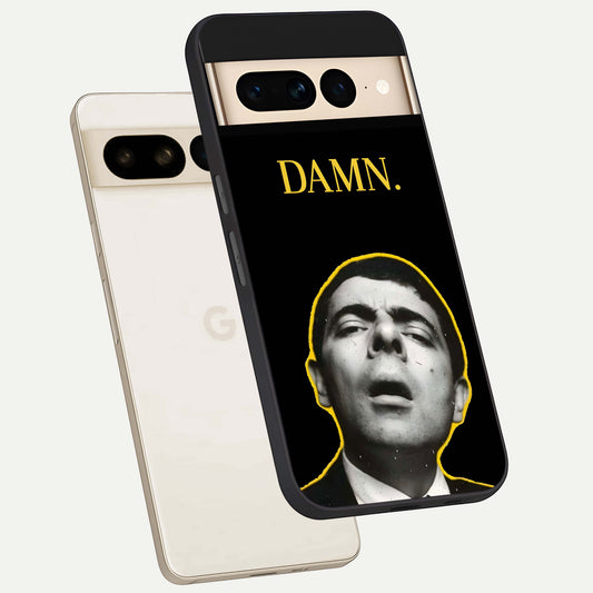  Mr Bean Damn phone case For Google Pixel 7 Pro showing premium glass back cover with detailed artwork