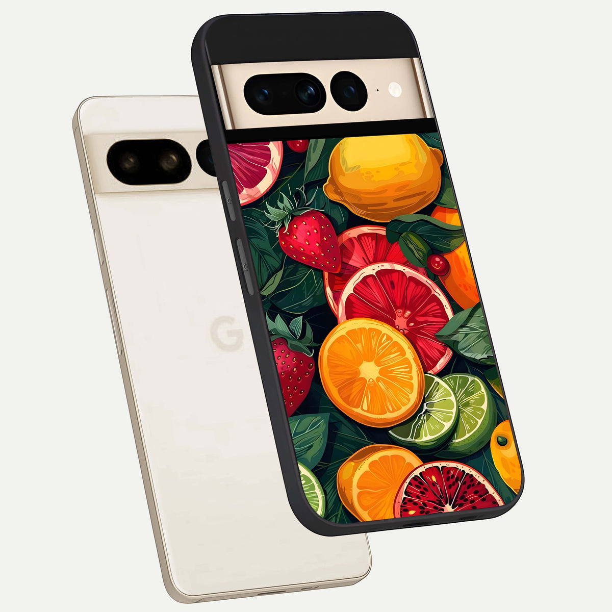 Multiple Fruits phone case For Google Pixel 7 Pro showing premium glass back cover with detailed artwork