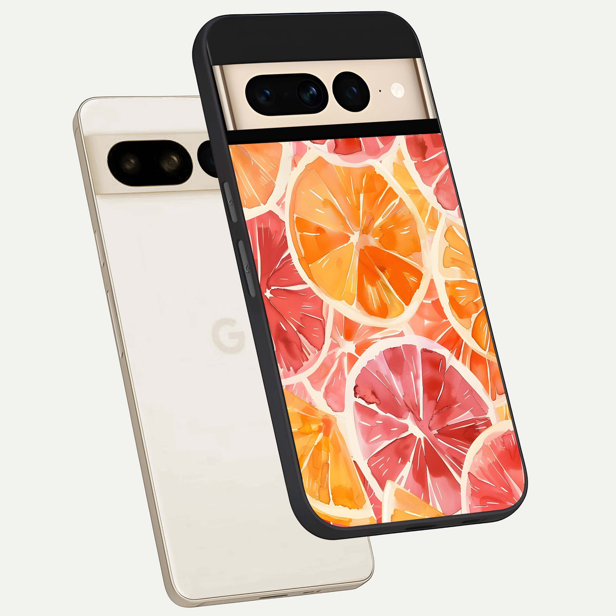  Orange Fruits Pattern phone case For Google Pixel 7 Pro showing premium glass back cover with detailed artwork