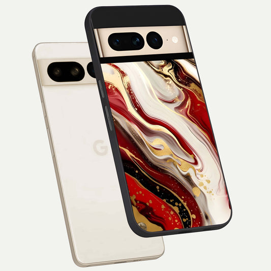  Red And White Marble phone case For Google Pixel 7 Pro showing premium glass back cover with detailed artwork