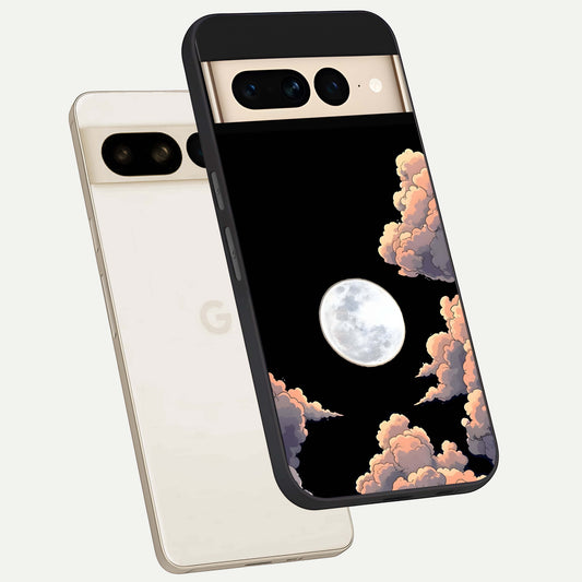  Shade Cloud Moon phone case For Google Pixel 7 Pro showing premium glass back cover with detailed artwork
