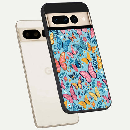  Spring Wing Garden phone case For Google Pixel 7 Pro showing premium glass back cover with detailed artwork