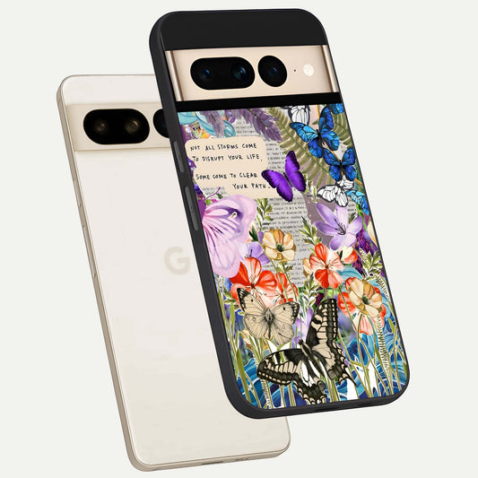  Storm Path Bloom phone case For Google Pixel 7 Pro showing premium glass back cover with detailed artwork