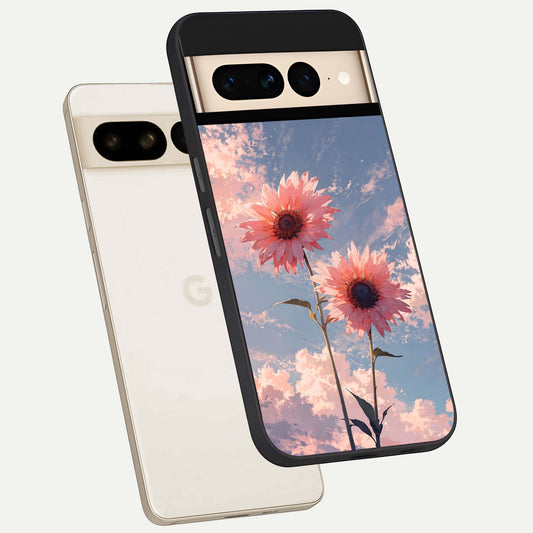  Sun Moon Balance phone case For Google Pixel 7 Pro showing premium glass back cover with detailed artwork