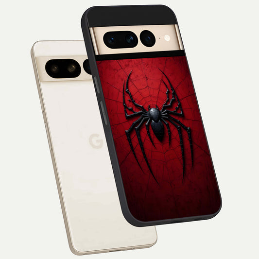  Superhero Web Emblem phone case For Google Pixel 7 Pro showing premium glass back cover with detailed artwork