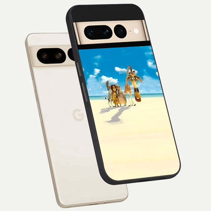  Tropical Fun Squad phone case For Google Pixel 7 Pro showing premium glass back cover with detailed artwork